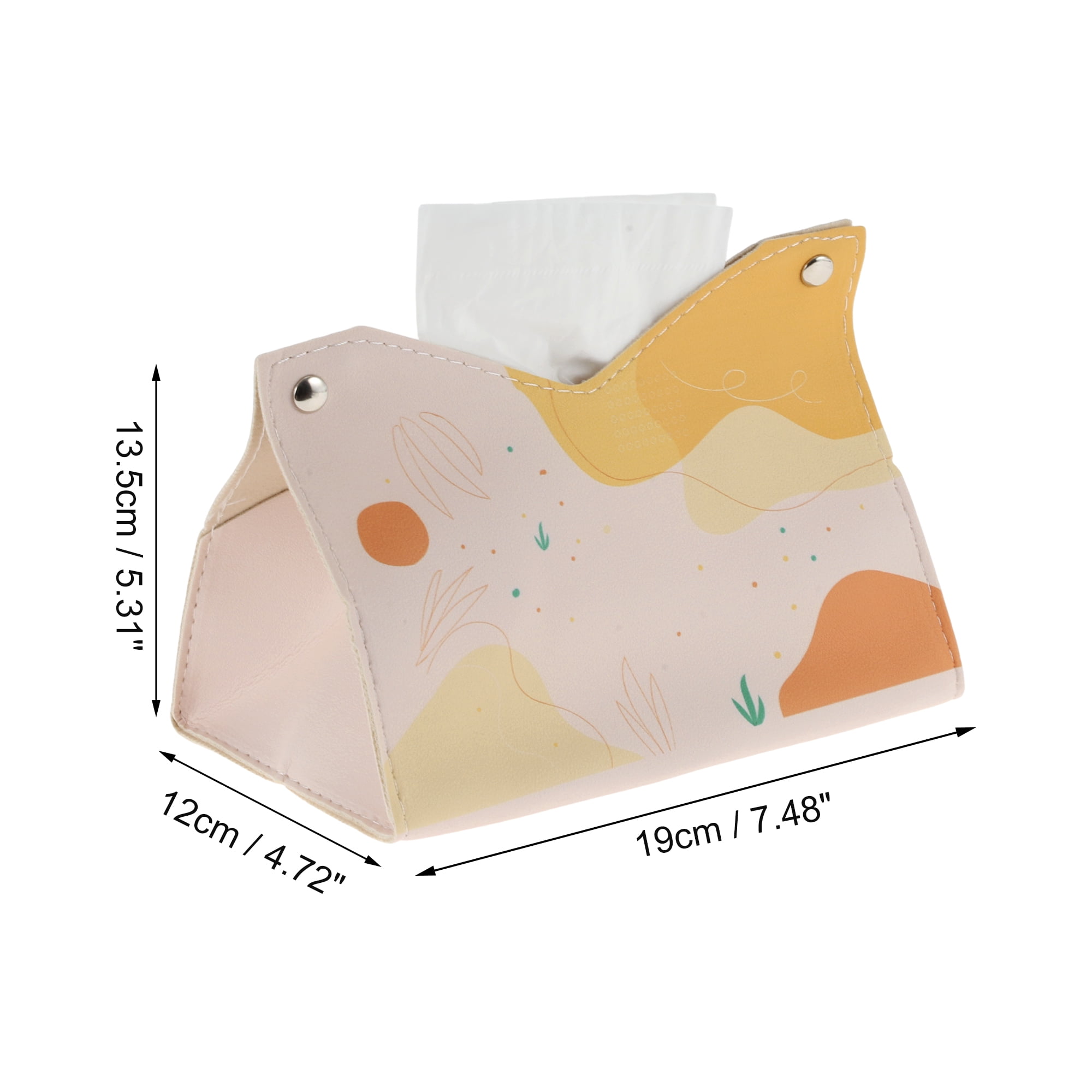Unique Bargains Durable Leaves Pattern Tissue Box Cover for Living Room Table Desk Orange