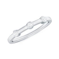 Rosec Jewels Three Stone Ring for Women - Certified Moissanite Ring (D-VS1 Quality), 18K White Gold, US 9.00