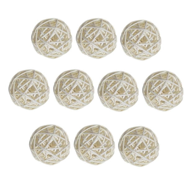 10 Piezas 6 Cm Ratán Mimbre de Caña Jardín Boda Decoración para hogar Blanco Perfecl Bolas de mimbre de ratán