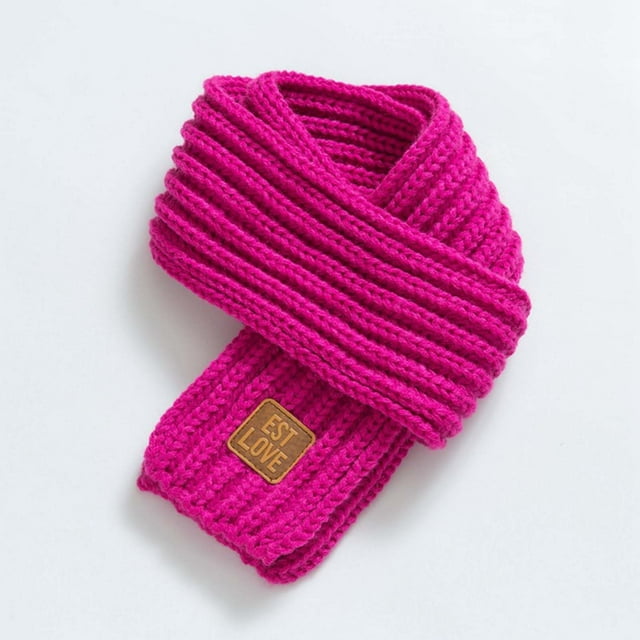 Kids Winter Scarf Coldproof Solid Color Knitted Scarves Wrap for Toddler Boy Girls