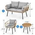 thumbnail image 4 of Uforic 4 Pieces Patio Conversation Set,Patio Furniture Set of Rattan Bistro Set with Loveseat Chair - Gray, 4 of 8