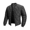 thumbnail image 3 of Mifsaly Quilted Bomber Jacket Men Full Zip Lightweight Puffer Coat Diamond Stitch Long Sleeve Casual Warm Outerwear for Fall Winter Travel Work Everyday Black,XS, 3 of 4