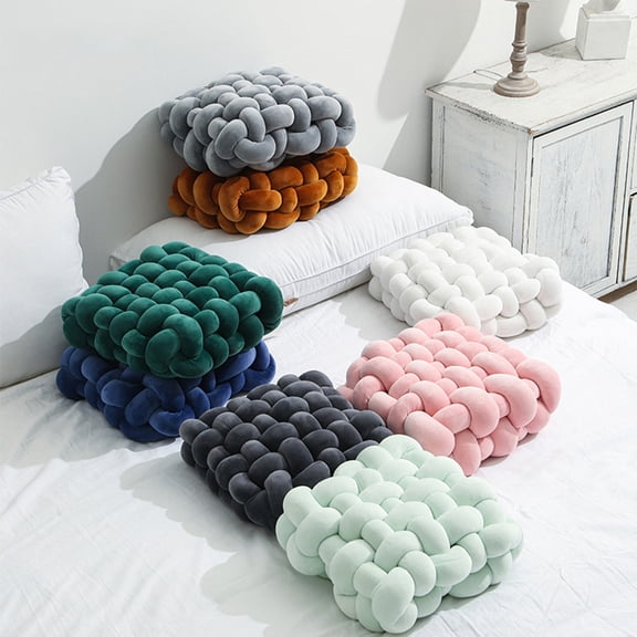 Cheers.US Soft Knot Pillows, Square Throw Pillow Cushion Home Decoration Plush Pillow, Throw Knotted Pillow Handmade Plush Pillow