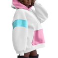 thumbnail image 3 of Femmes Sweat-Shirts à Capuche Contraste Couleur Décontracté Lâches à Manches Longues Pulls avec Poches, 3 of 9