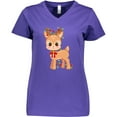 thumbnail image 3 of Inktastic Cute Christmas Reindeer with Christmas Lights Women's V-Neck T-Shirt, 3 of 5