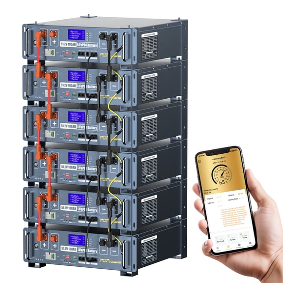 48V 600Ah LiFePO4 Lithium Battery, Support Inverter Communication, WIFI Remote Control,Smart Display,Bluetooth,Built-in 100A BMS8000  Cycles, Max. 5.12kW Power Output Perfect for Solar System