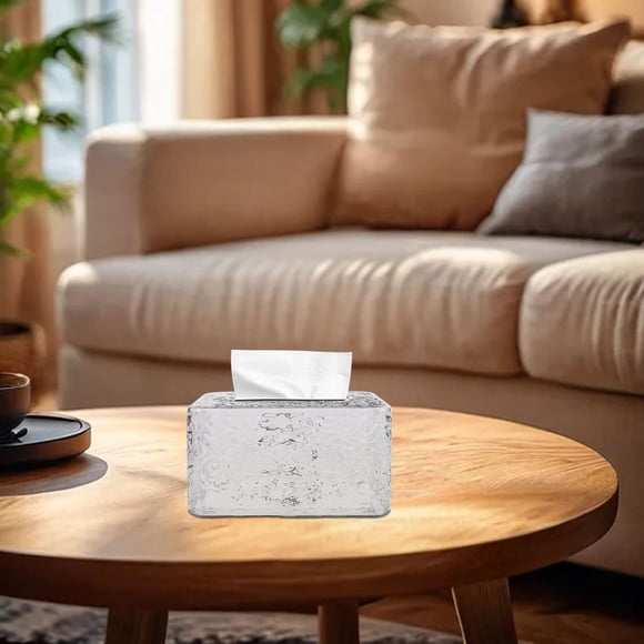 KAKOWELY Caja Para Pañuelos Rectangular Plateada Para Hogar Con Y Organizador De Escritorio