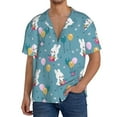 thumbnail image 3 of Vsdgher Rabbit And Balloon Print Men's Wrinkle Free Untucked Cuban Shirt Business Casual Button Down Shirts Short Sleeve Shirt, 3 of 7