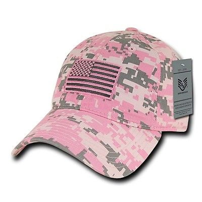 Pink Camo USA US American Flag United States America Polo Baseball Hat Cap