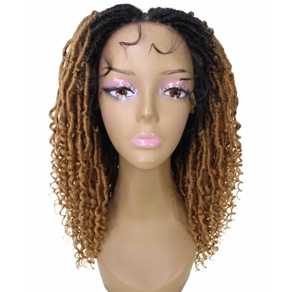 LUXLUXE Angel Curly Locs 20 in Long 4X4 Hand Tied Lace Braid Braided Wig, Beauty Heat Resistant Fiber,