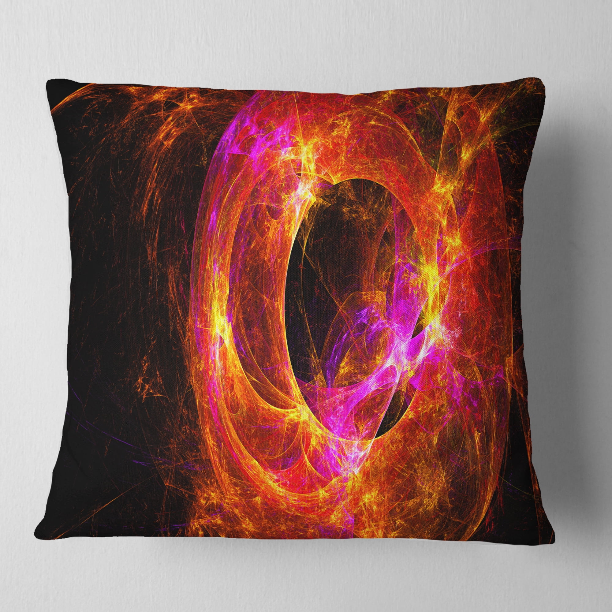 Designart Far Spherical Galaxy Red - Abstract Throw Pillow - 16x16