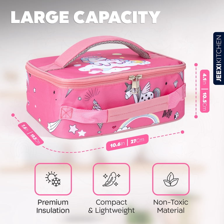 JEEXI Kids Insulated Lunch Bag, Pink Unicorn photo 3