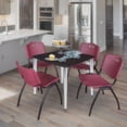 thumbnail image 2 of Regency Kahlo 30 in. Square Breakroom Table- Mocha Walnut Top, Chrome Base & 4 M Stack Chairs- Burgundy, 2 of 8