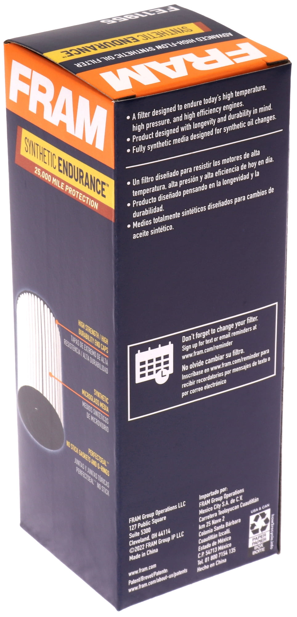 (6 pack) FRAM Synthetic Endurance Premium Oil Filter, FE11955, 25K mile Replacement Filter for Select Ford and Lincoln Vehicles