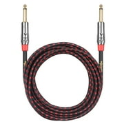 Clef Audio Labs Instrument Guitar Cable, 20ft -1/4 inch TS Straight to Straight Electric bass Guitar AMP Cord, Red Braided Jacket