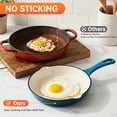 thumbnail image 6 of LIFERUN Nonstick Enameled Cast Iron Cookware Set, 7Pcs Pots and Pans, Gas/Induction Dutch Oven Set, Green, 6 of 11