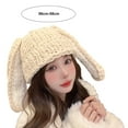 thumbnail image 6 of comerut Women Winter Hat Long Bunny Ear Decor Knitted High Elasticity Warm Thick Soft Ear Protection Solid Color Windproof Anti-slip Decorative Lady Cap, 6 of 8