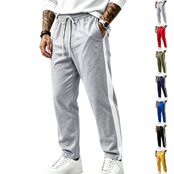 UDAUDU Men's Wide Leg Sweatpant Athletic Lounge Baggy Pants with Pockets Drawstring Trouser Casual Workout Open Bottom Sweatpant 2XL