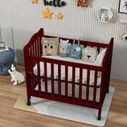Fizzy Baby Mini Crib, Small Crib with 3-Position Mattress Board, Cherry