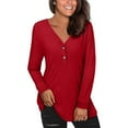thumbnail image 6 of PNTUTB Long Sleeve Loose Shirt for Women Solid Color Fashion V Neck Causal Comfortable Tops, 6 of 6
