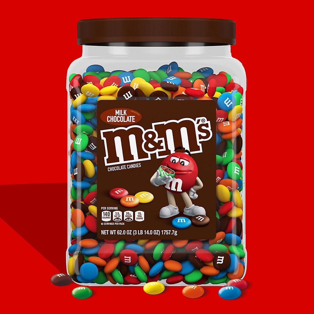 M&M’S Milk Chocolate Candy, Party Size, 62 oz. With White Bowl By OMA