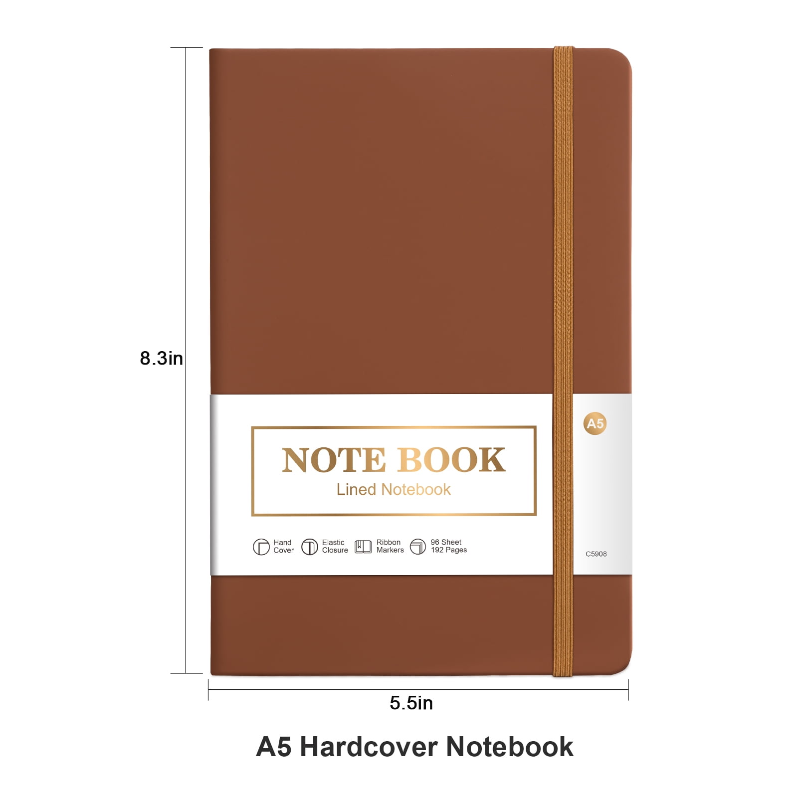 Vivin 3 Pack College Ruled Lined Journal Notebooks for Writing, 192 pages A5 Hardcover Leather Journals, Leather Notebook, Black, Navy, Brown