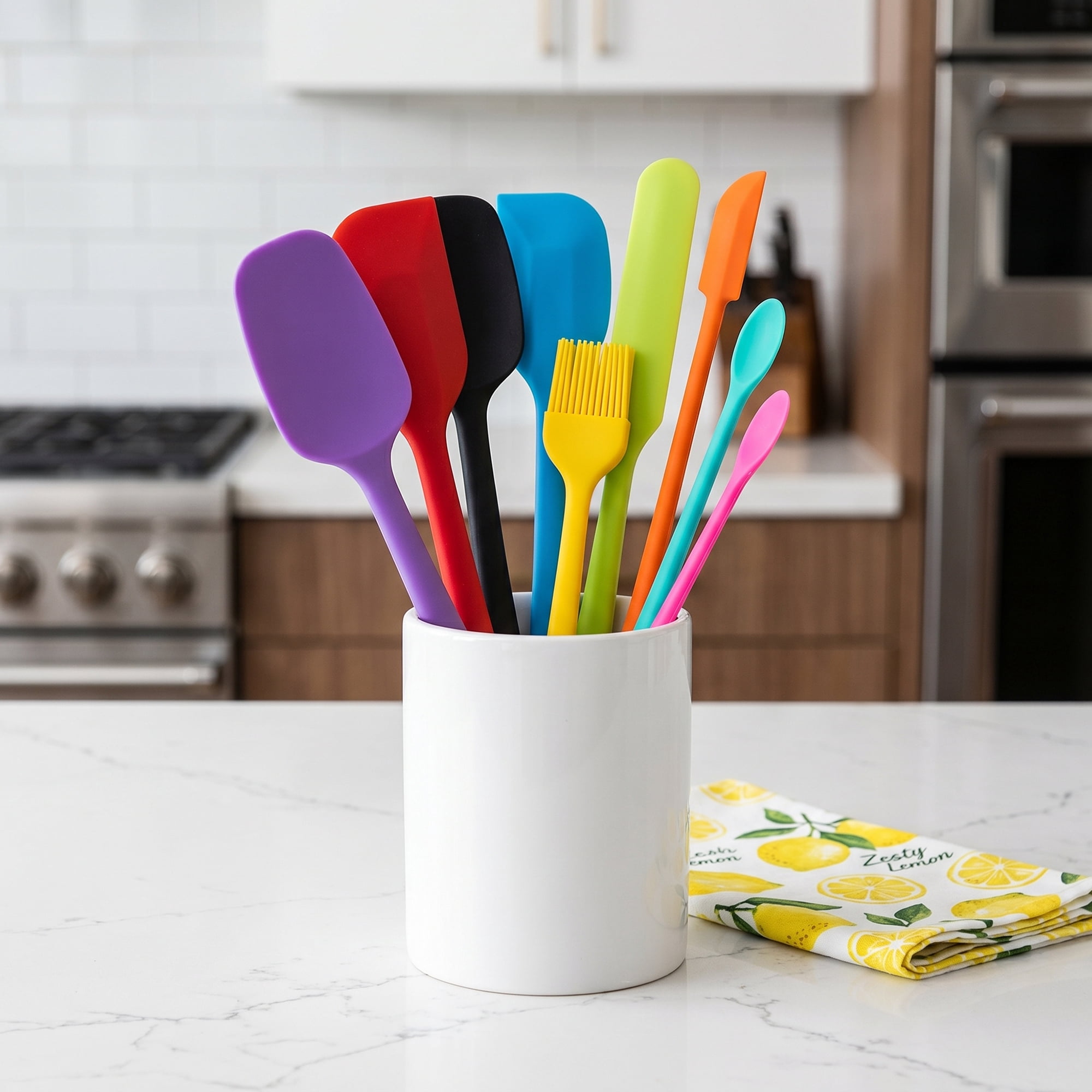 Unique Bargains 9Pcs Kitchen Spatula Set Heat-Resistant Cooking Utensils Colorful