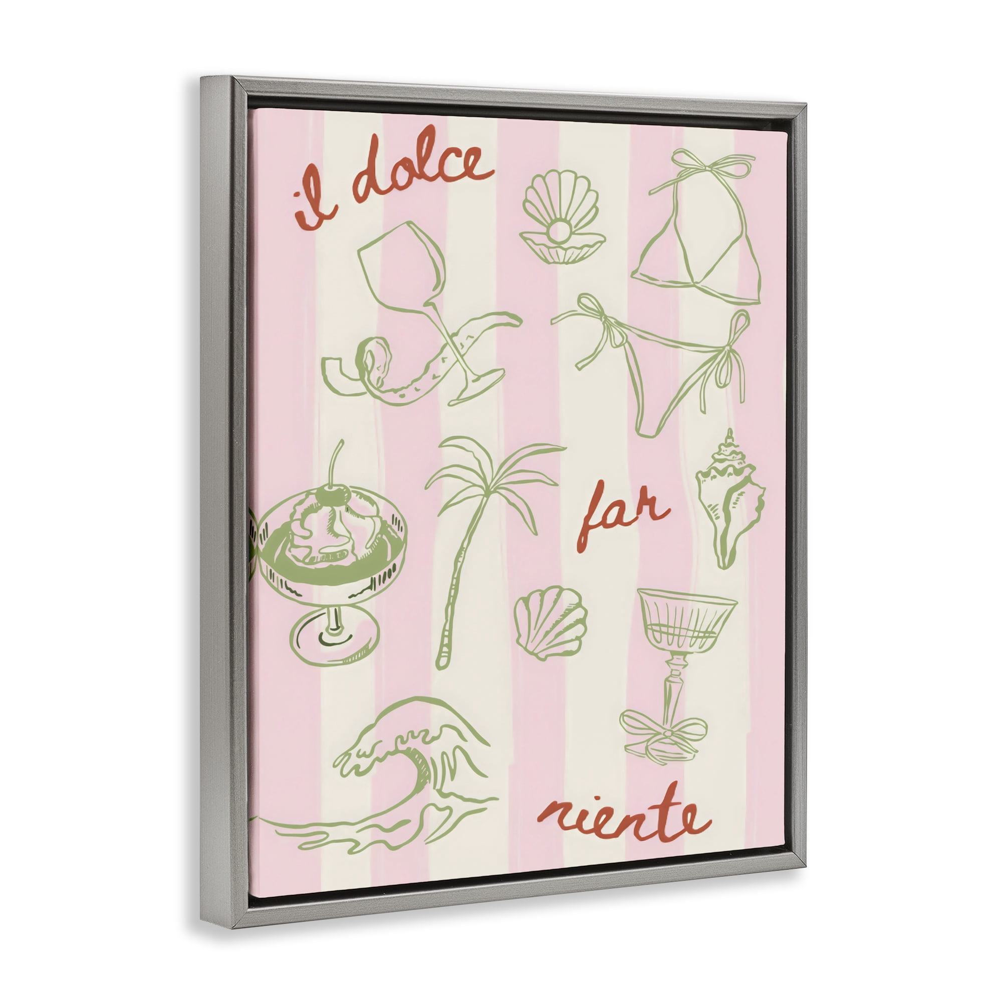 Stupell Industries Il Dolce Far Niente Beach Saying Gray Framed Floater Canvas Wall Art, design by The Prints Vibe