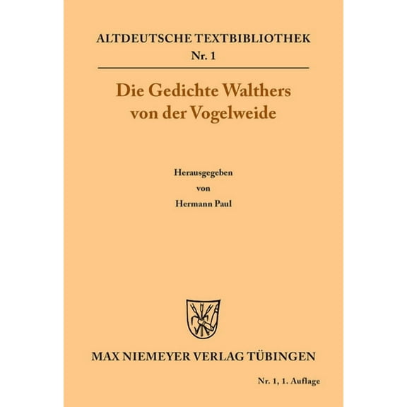 Altdeutsche Textbibliothek: Die Gedichte (Paperback)