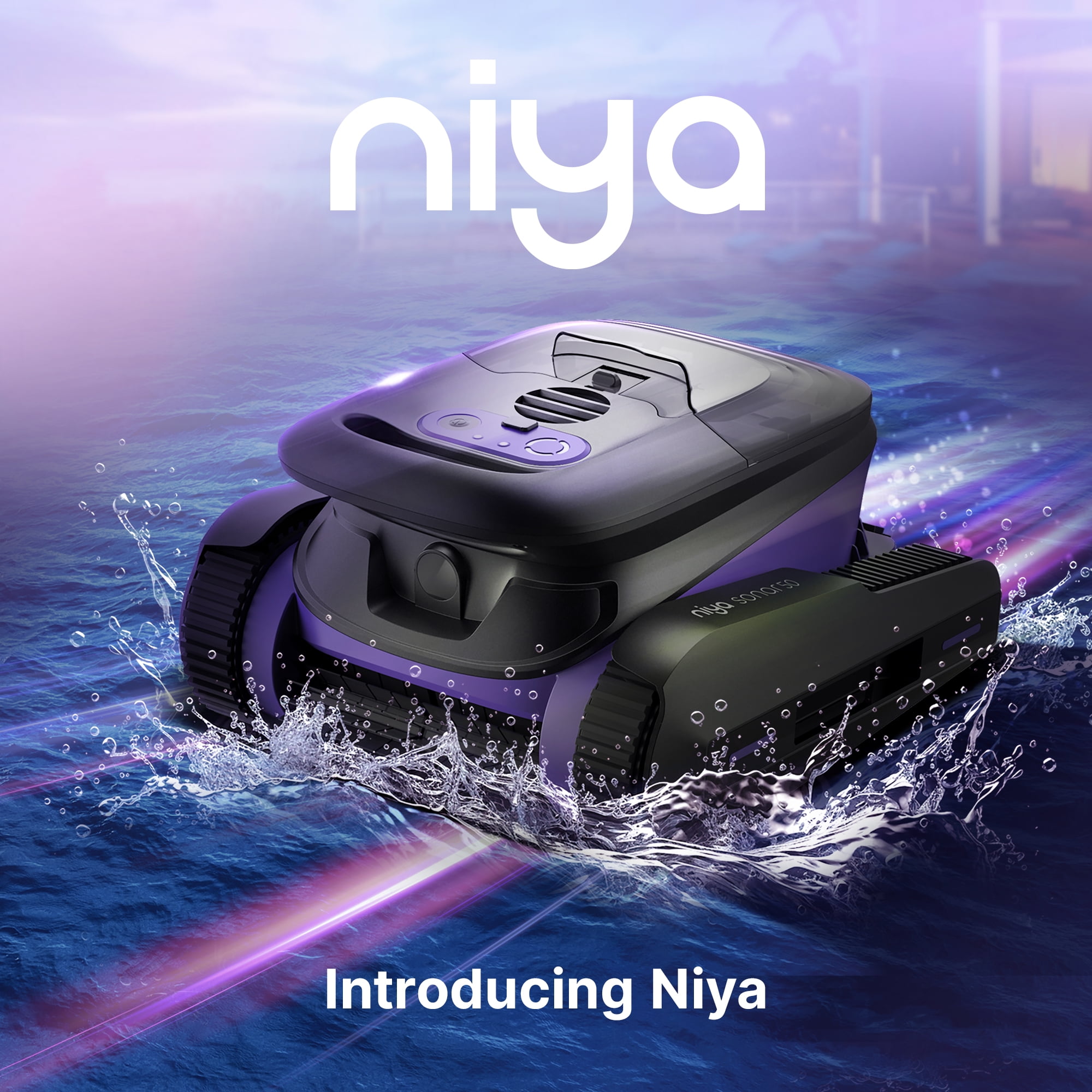 Niya Sonar 50 Cordless Robotic Vacuum Pool Cleaner from The creators of Dolphin, up to 40 FT in Length, Scrubber Brush with Waterline Cleaning
