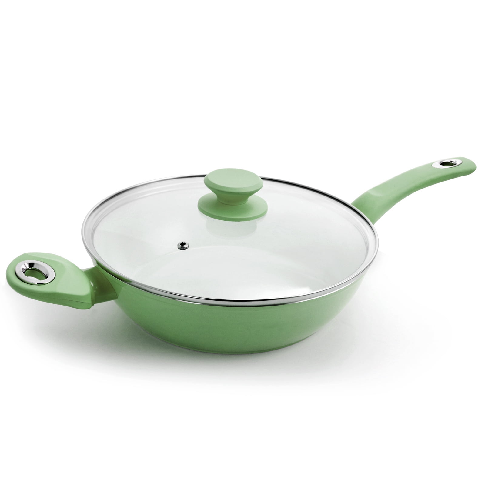 Gibson Town Market Square 3 5 Quart Non Stick Enameled Aluminum Saute Pan With Lid In Mint Walmart Com Walmart Com
