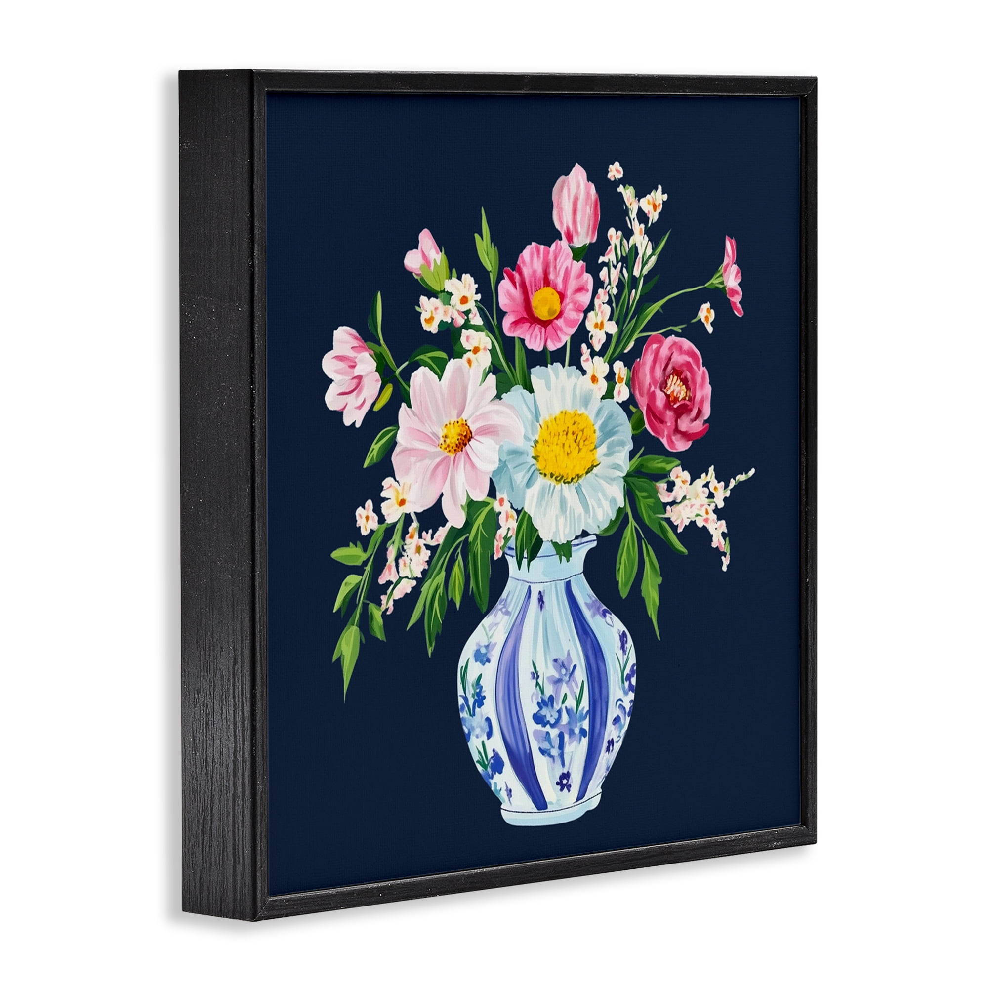 Spring Chinoiserie Vase Black Framed Giclee Art, design by Yen