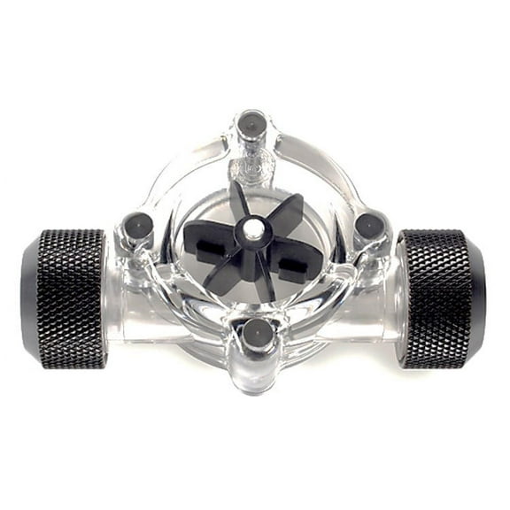 Bitspower G1/4" Flow Indicator, Clear Main Body, Black Blade, Matte Black