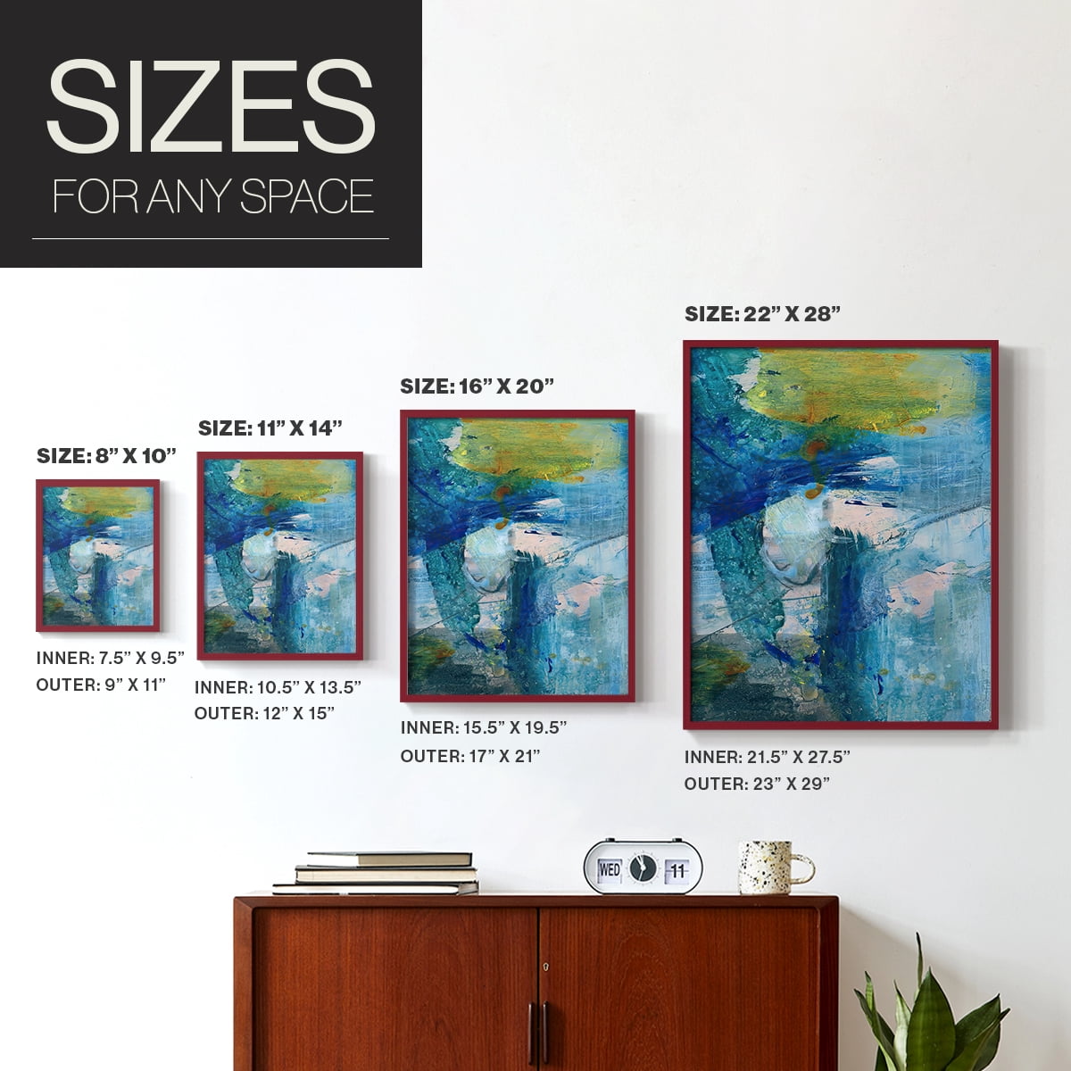 Spring Winds III in Red Solid Wood 8 x 10 Framed Print