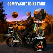 ESKUTE Black Electric Trike for Adults, 500W Motor 48V 20.8Ah, 20x4.0 Fat Tires, 16+MPH, Foldable 3-Wheel Butterfly Handlebar E-Bike with Storage Bags, Gifts for Parent