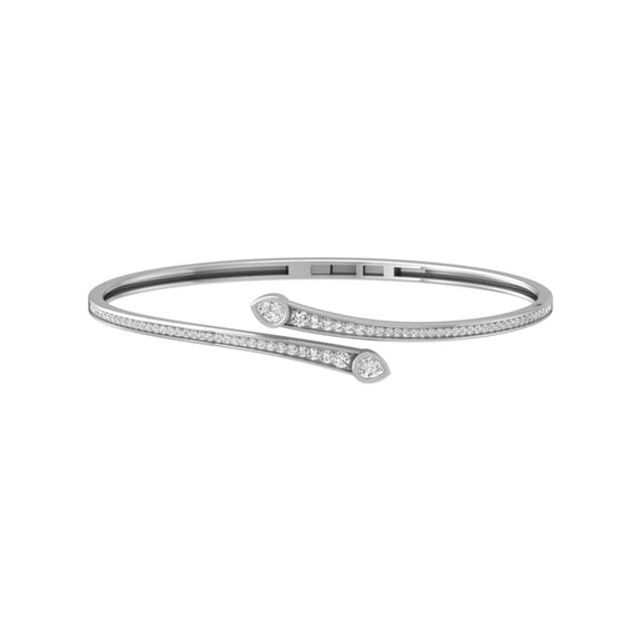 ARAIYA FINE JEWELRY 925 Sterling Silver Pear and Round Shape Lab Grown Diamond Fashion Bangle Bracelet (1 cttw, D-F Color, VS1 Clarity) 7 inch