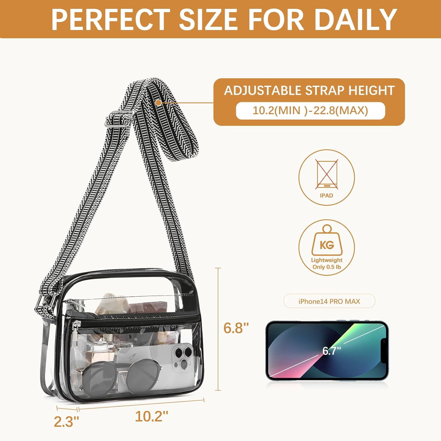 Clear Purses for Women Stadium Approved Clear Bags Small Crossbody Bags Trendy for Concerts Sports