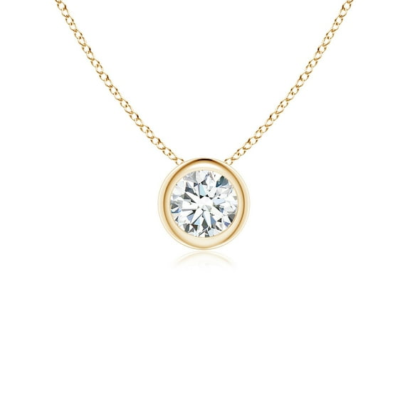 Angara Natural Diamond Necklace for Women in 14K Yellow Gold (Size-4.1mm) - April Birthstone Jewelry | Round Diamond Pendant Necklace