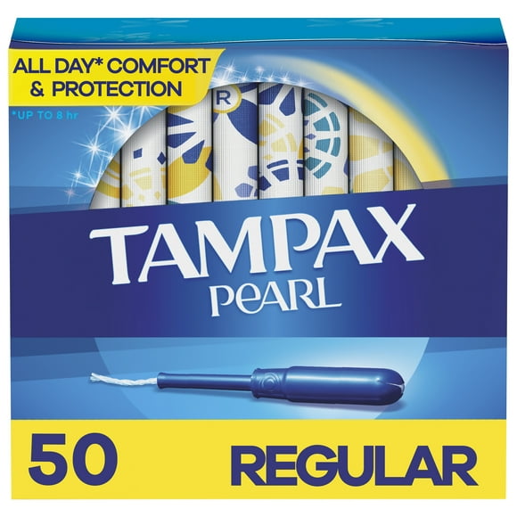 Tampax Pearl Tampons with LeakGuard Braid, Regular Absorbency, 50 Ct