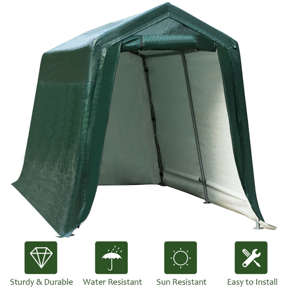 Spaco Outdoor Carport Shed with Sidewalls and Waterproof Ripstop Cover-7 x 12 ft, Extra Large Portable Car Tent Garage for Car, SUV Shelter Logic Storage