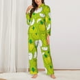 thumbnail image 2 of Easygdp Green Apple Women's Long-Sleeve Shirt and Full-Length Bottom Pajama Set,Two Piece Loungewear Soft Pajama Top and Pants Pjs Sleepwear-Large, 2 of 7