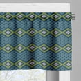 thumbnail image 3 of Ambesonne Retro Valance Pack of 2, Chevron Classic Ethnic Art, 42"X18", Lime Green and Night Blue, 3 of 5