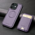 thumbnail image 2 of for iPhone 12 Mini Case Wallet with Card Holder for Women Men Compatible with Magsafe Wallet Detachable Magnetic 2 in 1 Stand Credit Card Slots PU Leather Shockproof Phone case-Off, Purple, 2 of 10