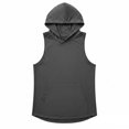 thumbnail image 3 of JIAYUE Men Tank Top Sleeveless With Front Pocket Solid Color Hoodies For Gym Training And Fitness Workouts, 3 of 3