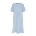 thumbnail image 6 of Tshirt Dress Women Cotton Linen Short Sleeve Scoop Neck Loose Fit Flowy Midi Dress Casual Summer Dresses, 6 of 6