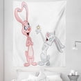 thumbnail image 1 of Cartoon Tapestry, Cartoon Bunnies Proposing Rabbits with Wedding Ring Art Print, Fabric Wall Hanging Decor for Bedroom Living Room Dorm, 5 Sizes, Pale Pink and Grey, by Ambesonne, 1 of 1
