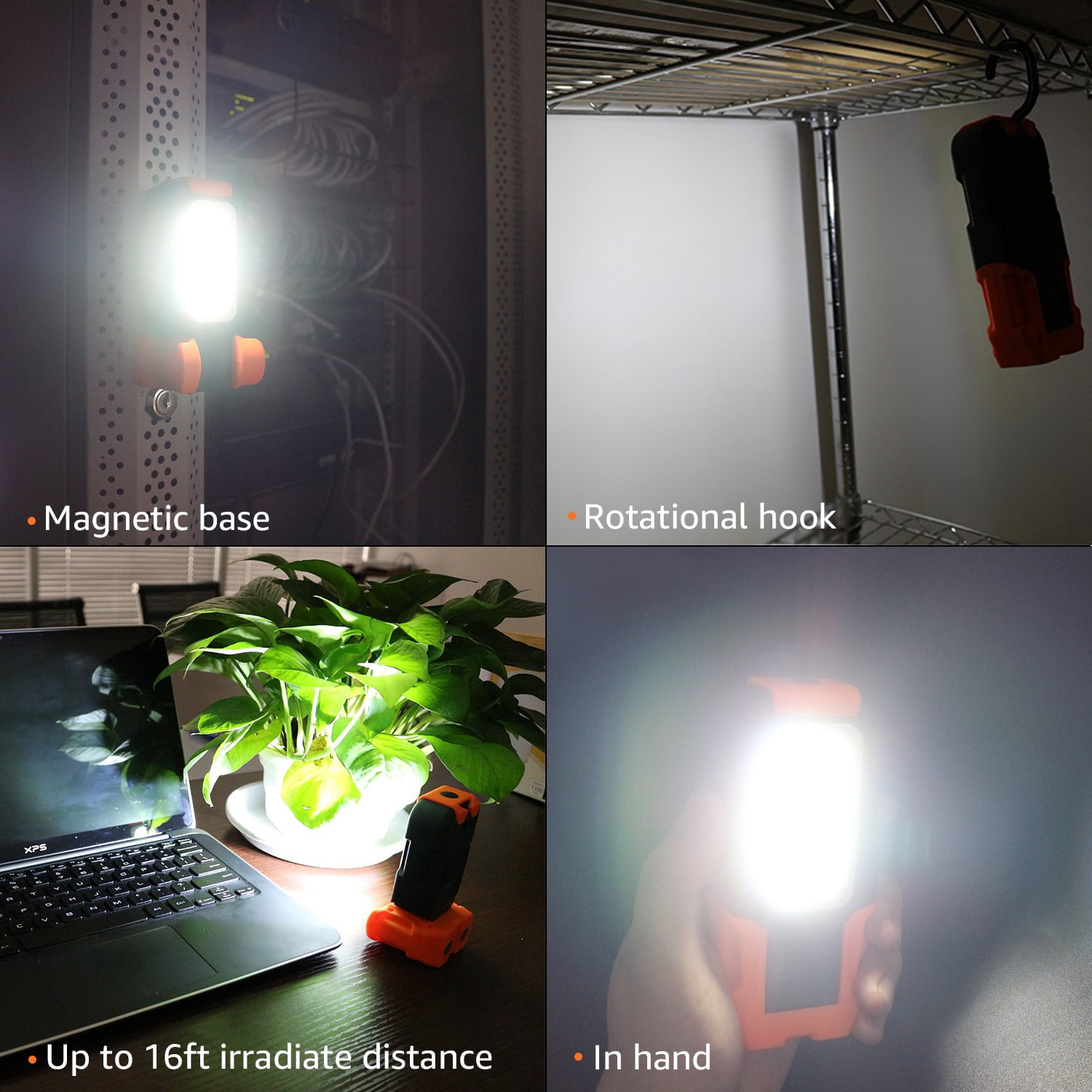 4 Pack Portable LED Work Light with Magnetic Flashlight, Battery Operated, COB Pocket Work Lights, 5000K Daylight