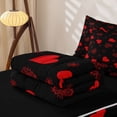 thumbnail image 5 of Erosebridal Lovely HeartsZipper Twin Comforter Sets with Fitted Sheet and 2 Pillowcases, Romantic Love Zipper Bedding Set, Black Reversible, Black Red, Black Reversible, 5 of 7