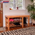 thumbnail image 2 of Hassch 35.4 Inch Bamboo Shoe Rack Bench with Boots Storage, 3-Tier Slatted Entryway Organizer, Space-Saving Stool in Natural Finish, 2 of 8