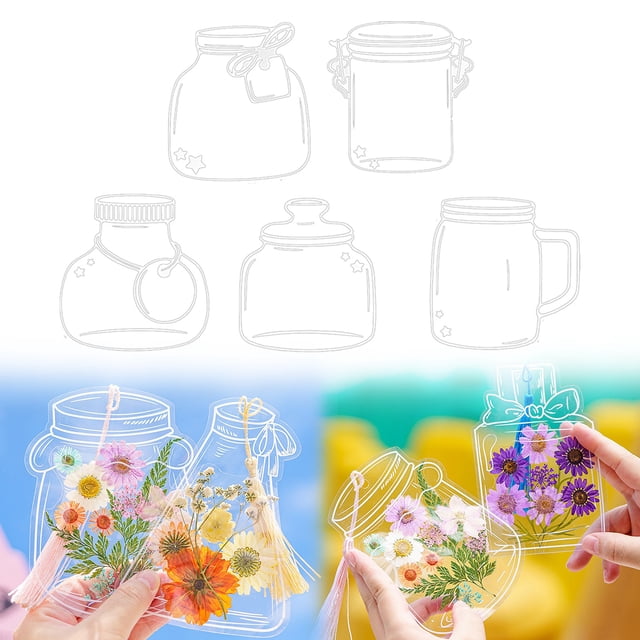 AKEGAMN Clearance! 20PC Large Size Bookmark Flower Page Clips Bookmarks Children Handmade DIY Transparent Flower Page Glass Bottle Wishing Bottle Sticker Premium material - These clear bookmarks are
